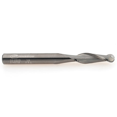 1/4" Solid Carbide Two Flute Upcut Ballnose